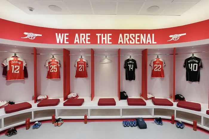 Framed Print : Exclusive: A Glimpse into Arsenal Women's Dressing Room Before Arsenal vs. Aston Villa (2023-24) - Barclays Women's Super League
