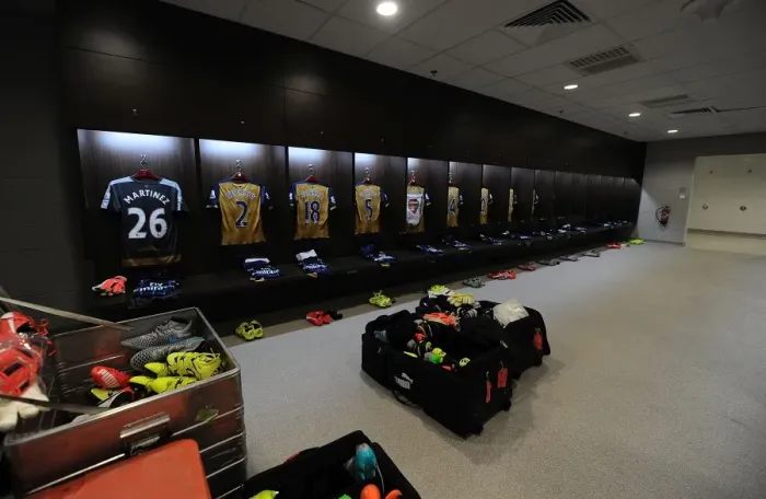 Framed Print : Exclusive: A Peek into Arsenal's Changing Room Before the Arsenal v Singapore XI Match, 2015