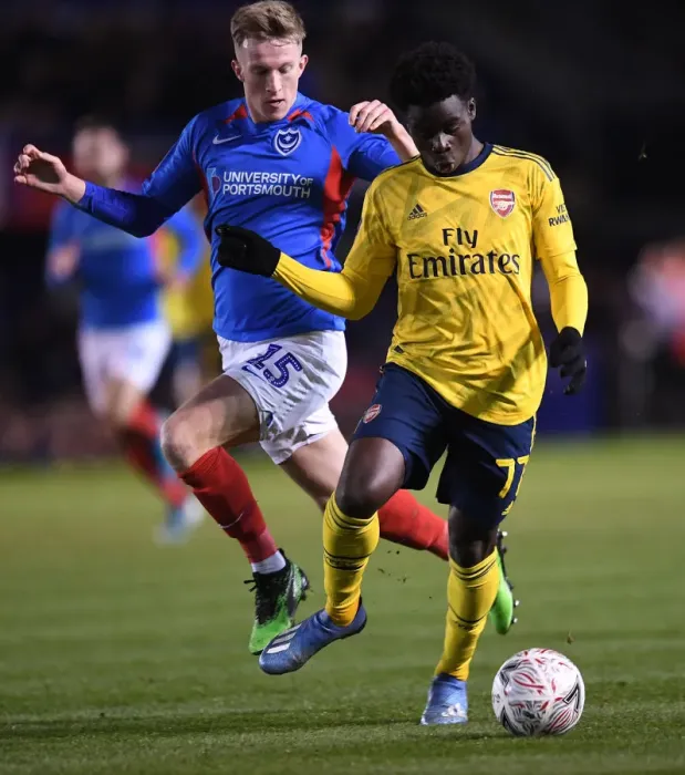 Framed Print : FA Cup Fifth Round Battle: Saka vs. McCrorie - Portsmouth vs. Arsenal Framed Print : FA Cup Fifth Round Battle: Saka vs. McCrorie - Portsmouth vs. Arsenal