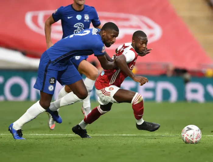 Framed Print : FA Cup Final Showdown: Empty Wembley Thriller - Pepe vs. Rudiger: Arsenal vs. Chelsea in an Echoing Stadium Framed Print : FA Cup Final Showdown: Empty Wembley Thriller - Pepe vs. Rudiger: Arsenal vs. Chelsea in an Echoing Stadium