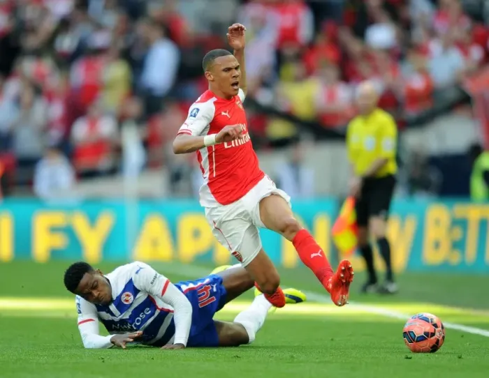 Framed Print : FA Cup Semi-Final Clash: Kieran Gibbs Fouls by Nathaniel Chalobah