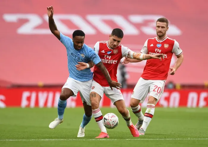 Framed Print : FA Cup Semi-Final Showdown: Bellerin vs Sterling - Arsenal vs Manchester City