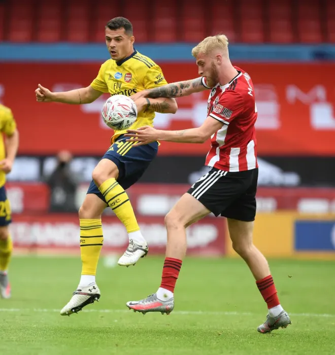 Framed Print : FA Cup Showdown: Xhaka vs McBurnie - Sheffield United vs Arsenal