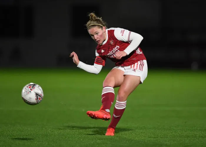 Framed Print : FA Womens Continental League Cup: Arsenal Women vs. Tottenham Hotspur Women - Kim Little Fights for Victory Amidst Empty Stands and Pandemic Restrictions