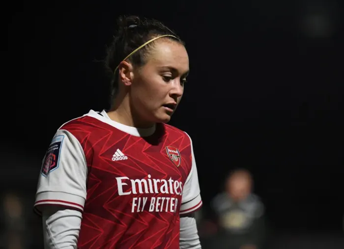Framed Print : FA WSL: Arsenal Women vs Manchester United Women Clash at Empty Meadow Park (March 19, 2021)