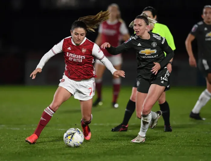 Framed Print : FA WSL Clash: Arsenal Women vs Manchester United Women in Empty Stands (2020-21) Framed Print : FA WSL Clash: Arsenal Women vs Manchester United Women in Empty Stands (2020-21)
