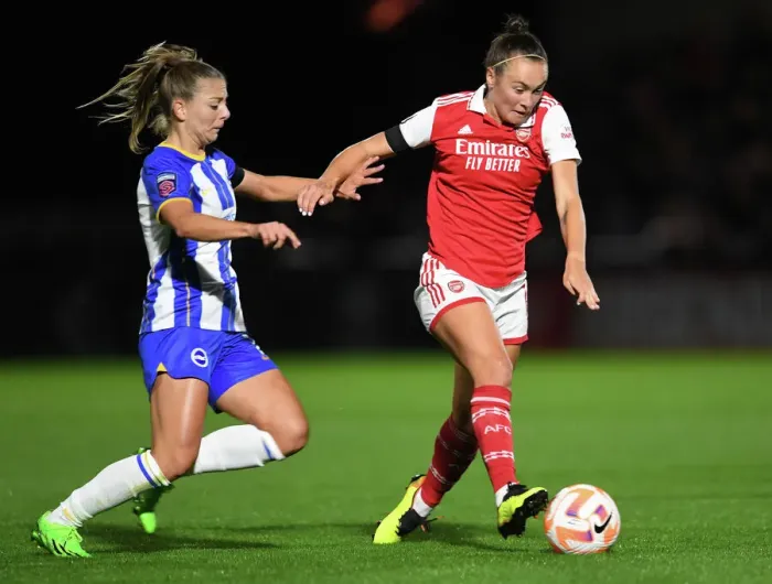 Framed Print : FA WSL Showdown: Arsenal Women vs. Brighton & Hove Albion Women at Meadow Park