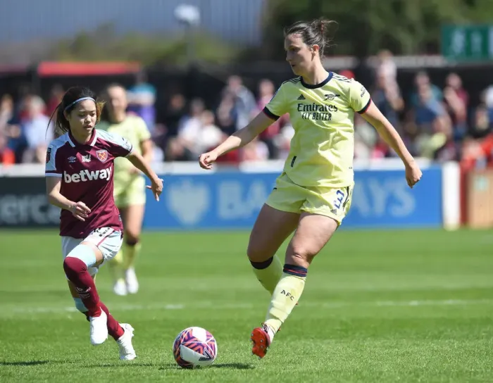 Framed Print : FA WSL Showdown: Arsenal's Lotte Wubben-Moy Shines Against West Ham United