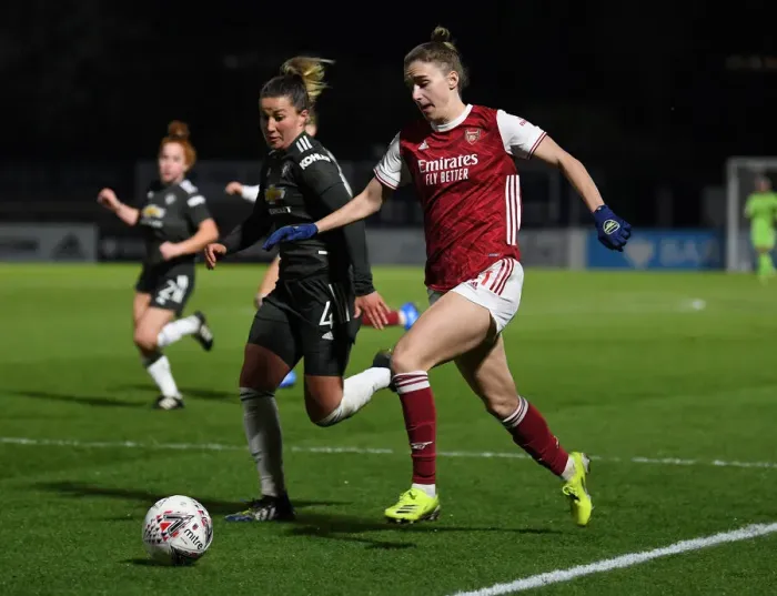 Framed Print : FA WSL Showdown: Miedema vs Turner - Arsenal Women vs Manchester United Women in Empty Stands Framed Print : FA WSL Showdown: Miedema vs Turner - Arsenal Women vs Manchester United Women in Empty Stands