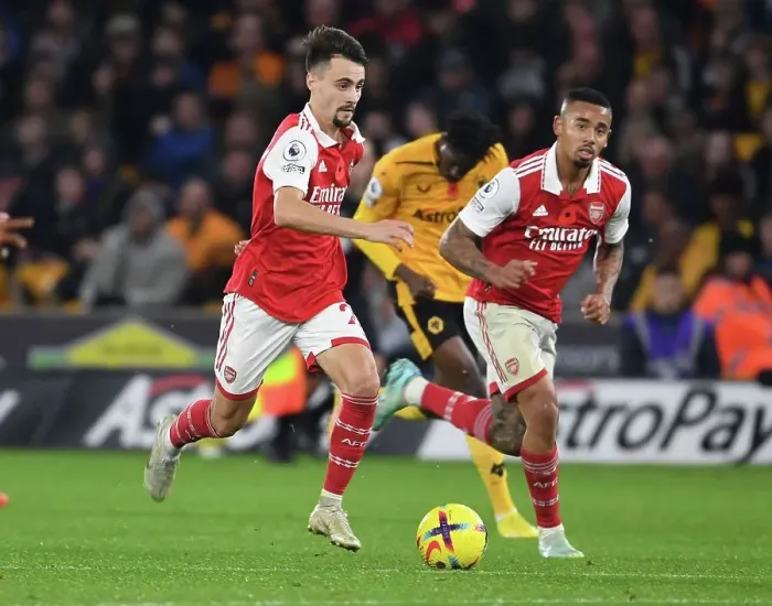 Framed Print : Fabio Vieira and Gabriel Jesus in Action: Wolverhampton Wanderers vs. Arsenal FC, Premier League 2022-23 Framed Print : Fabio Vieira and Gabriel Jesus in Action: Wolverhampton Wanderers vs. Arsenal FC, Premier League 2022-23