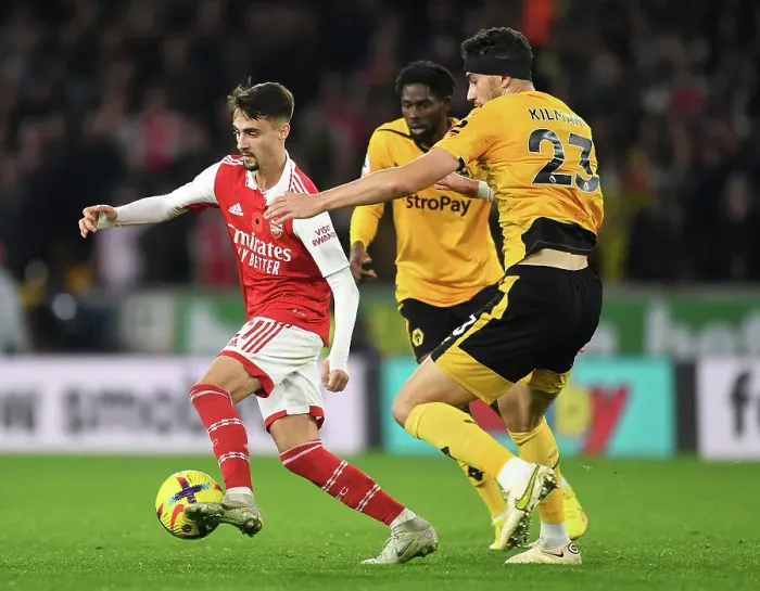 Framed Print : Fabio Vieira vs. Maximillian Kilman: Wolverhampton Wanderers vs. Arsenal FC, Premier League 2022-23 Framed Print : Fabio Vieira vs. Maximillian Kilman: Wolverhampton Wanderers vs. Arsenal FC, Premier League 2022-23