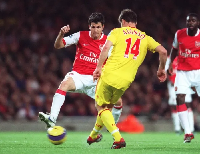 Framed Print : Fabregas and Alonso Clash: Arsenal's 3-0 Victory Over Liverpool in the Premier League, Emirates Stadium, 2006