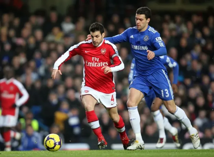 Framed Print : Fabregas vs Ballack: Chelsea's Victory in the Barclays Premier League (2010) Framed Print : Fabregas vs Ballack: Chelsea's Victory in the Barclays Premier League (2010)