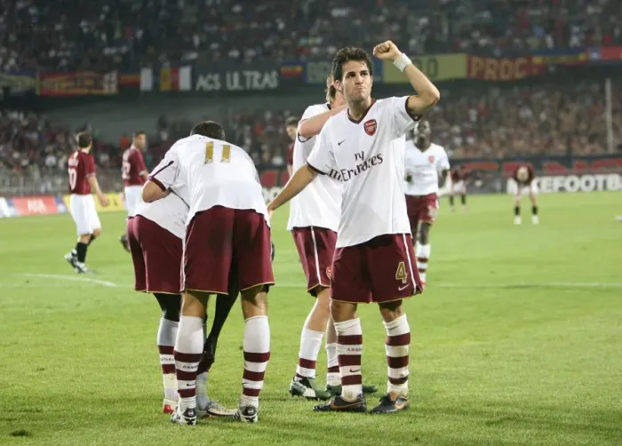 Framed Print : Fabregas's Excitement: Arsenal's First Goal Against Sparta Prague by Alex Hleb