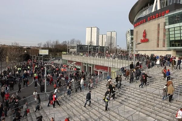 Fans gather outsie the stadium before the match