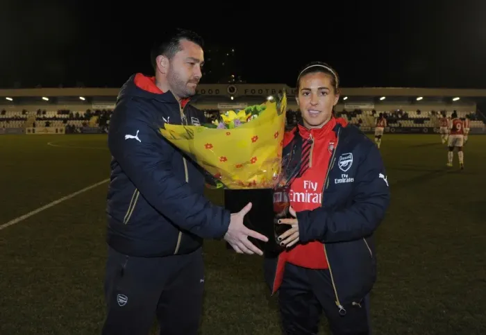 Framed Print : Fara Williams (Arsenal Ladies) with Pedro Martinez Losa the Arsenal Ladies manager Framed Print : Fara Williams (Arsenal Ladies) with Pedro Martinez Losa the Arsenal Ladies manager