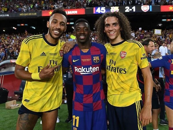 FC Barcelona vs. Arsenal: Aubameyang and Guendouzi Meet Dembele Post-Match