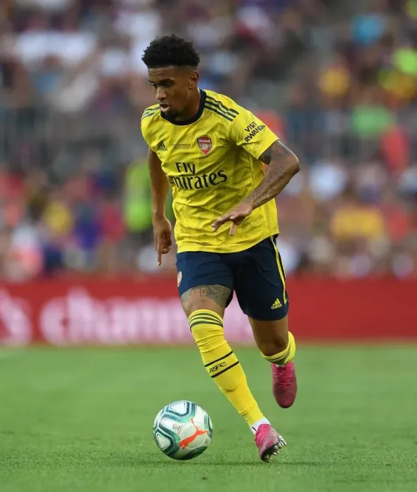 Framed Print : FC Barcelona vs. Arsenal: Reiss Nelson in Action at the 2019 Pre-Season Friendly