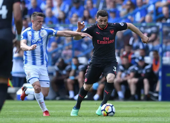 Framed Print : Fierce Rivalry: Sead Kolasinac vs. Jonathan Hogg in the Huddersfield Town vs. Arsenal Clash Framed Print : Fierce Rivalry: Sead Kolasinac vs. Jonathan Hogg in the Huddersfield Town vs. Arsenal Clash