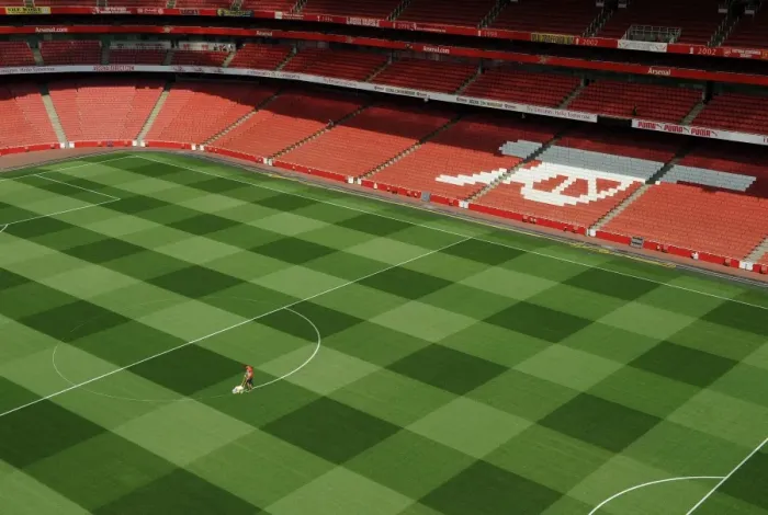 Framed Print : First Look: Arsenal's Newly Marked Emirates Stadium Pitch, July 29, 2014 Framed Print : First Look: Arsenal's Newly Marked Emirates Stadium Pitch, July 29, 2014