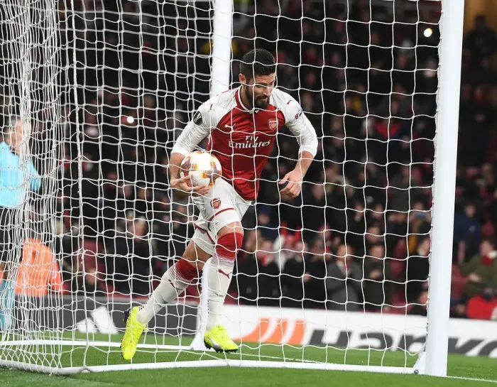 Framed Print : Five-Goal Blitz: Olivier Giroud's Unforgettable Night as Arsenal Thrashes BATE Borisov in Europa League