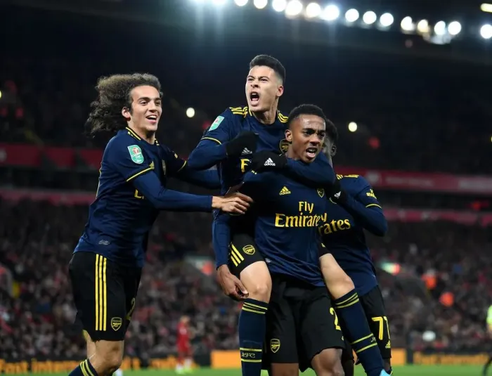 Framed Print : Five-Star Arsenal: Joe Willock's Hat-Trick Sinks Liverpool in Carabao Cup Showdown