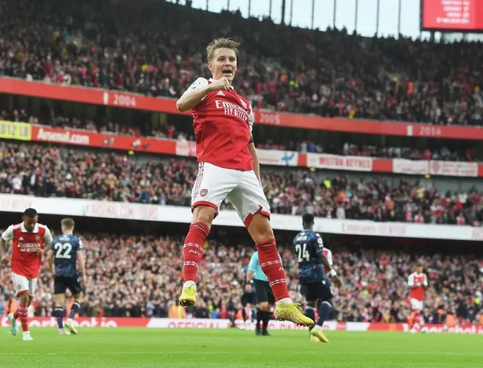 Framed Print : Five-Star Odegaard: Martin's Brace Leads Arsenal's Rampage against Nottingham Forest (2022-23)