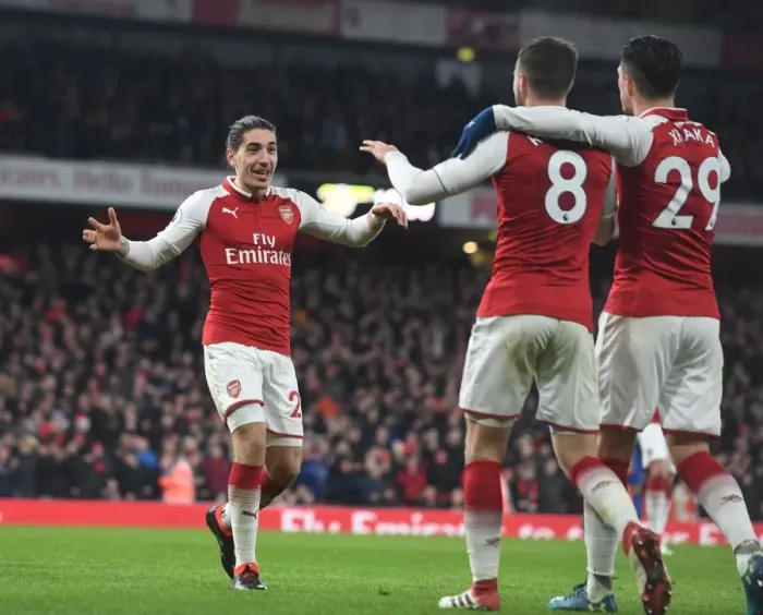Framed Print : Five-Star Ramsey: Arsenal's Triumph over Everton - Xhaka, Bellerin Celebrate
