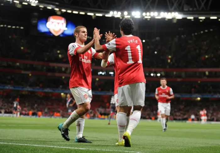 Framed Print : Five-Star Vela: Arsenal's Dominant Display vs. SC Braga - Jack Wilshere Joins the Celebration Framed Print : Five-Star Vela: Arsenal's Dominant Display vs. SC Braga - Jack Wilshere Joins the Celebration