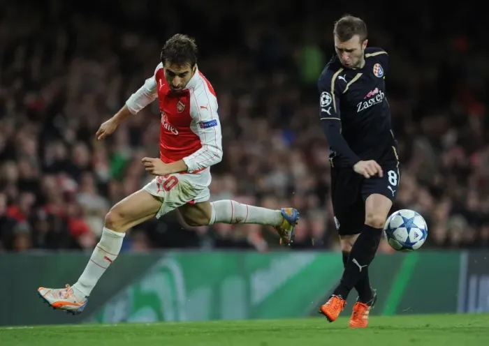 Framed Print : Flamini vs. Antolic: Intense Clash Between Arsenal's Mathieu Flamini and Dinamo Zagreb's Domagoj Antolic in the 2015-16 UEFA Champions League