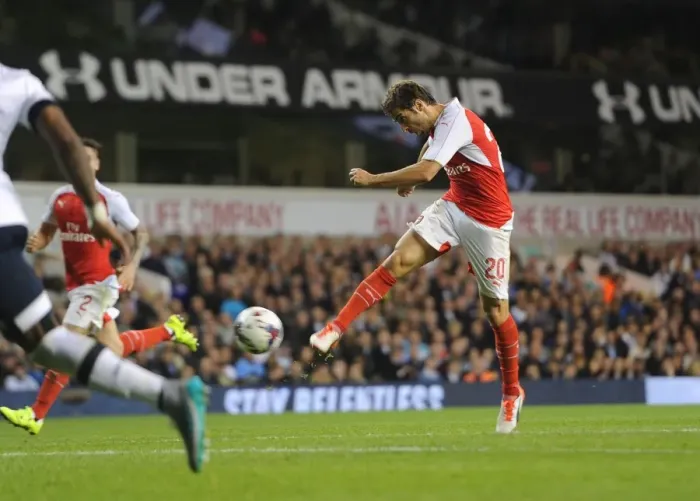 Framed Print : Flamini's Brace: Arsenal Defeats Tottenham in Capital One Cup