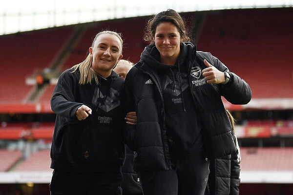 Focus and Determination: Arsenal's Teyah Goldie and Kaylan Marckese Before the Battle Against Chelsea Women (Barclays WSL, 2022-23)