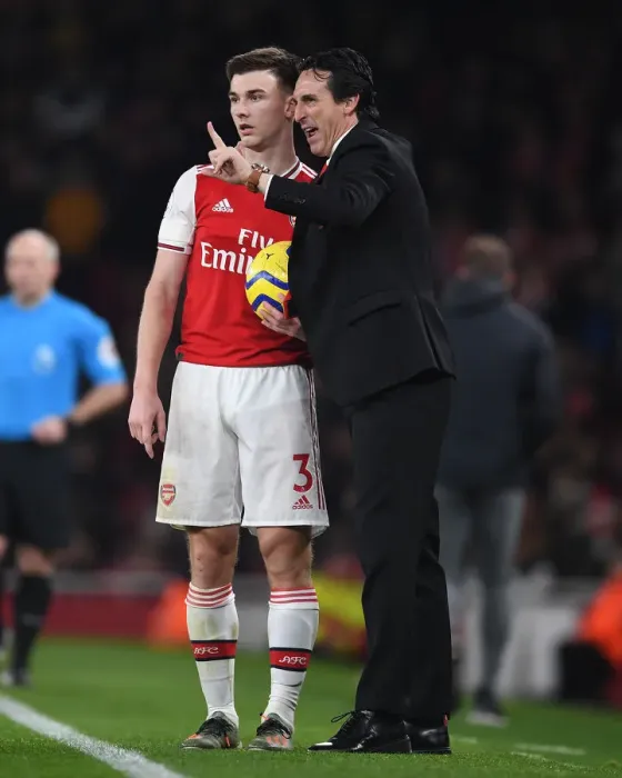 Framed Print : Focused Emery and Tierney: Uniting Forces at the Emirates Amidst Southampton Battle