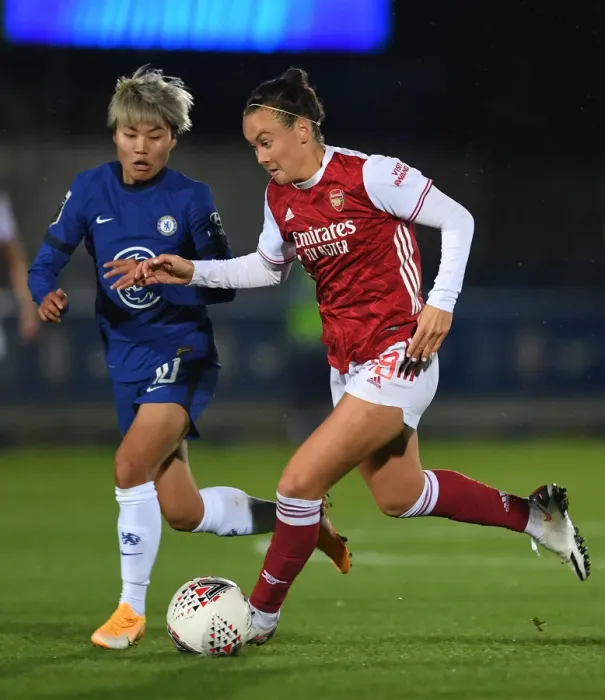 Framed Print : Foord vs Ji: A Star-Studded Showdown in Chelsea Women vs Arsenal Women Continental Cup Clash Framed Print : Foord vs Ji: A Star-Studded Showdown in Chelsea Women vs Arsenal Women Continental Cup Clash