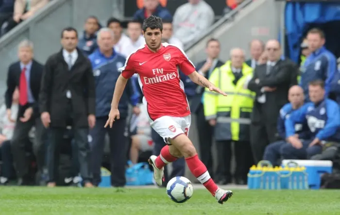 Framed Print : Fran Merida (Arsenal). Wigan Athletic 3: 2 Arsenal, FA Barclays Premier League