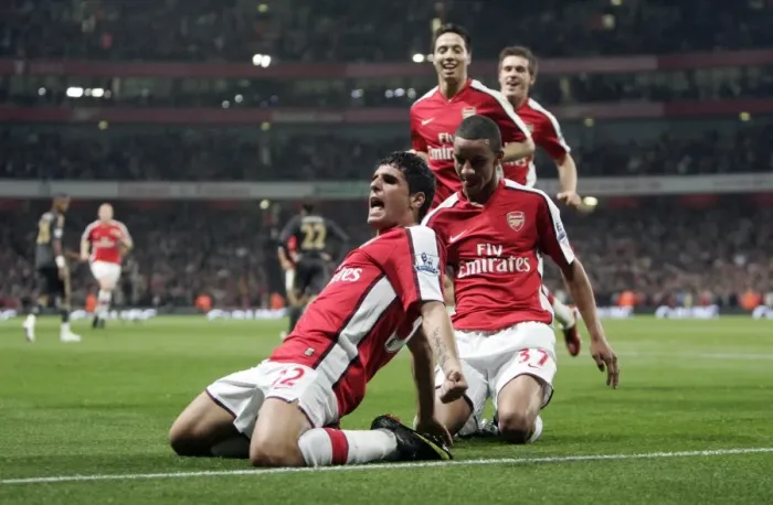 Framed Print : Fran Merida, Craig Eastmond, and Samir Nasri: Arsenal's Triumphant Goal Celebration vs. Liverpool in the Carling Cup Framed Print : Fran Merida, Craig Eastmond, and Samir Nasri: Arsenal's Triumphant Goal Celebration vs. Liverpool in the Carling Cup