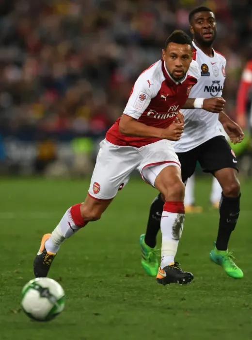 Framed Print : Francis Coquelin in Action: Arsenal vs. Western Sydney Wanderers (Sydney, 2017)