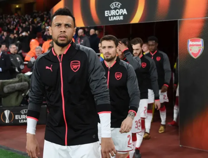 Framed Print : Francis Coquelin: Arsenal FC's Focus Ahead of BATE Borisov Clash in Europa League