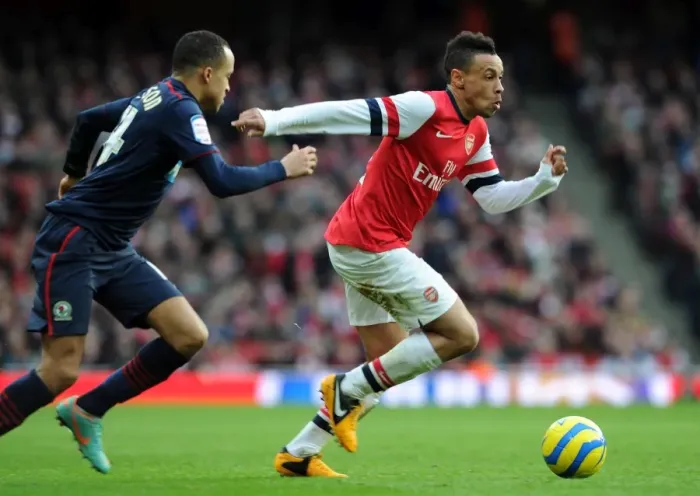 Framed Print : Francis Coquelin (Arsenal) Marcus Olsson (Blackburn). Arsenal 0: 1 Blackburn Rovers