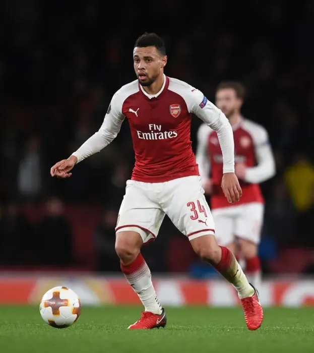 Framed Print : Francis Coquelin: Arsenal's Midfield Warrior in Europa League Clash against BATE Borisov (2017-18) Framed Print : Francis Coquelin: Arsenal's Midfield Warrior in Europa League Clash against BATE Borisov (2017-18)