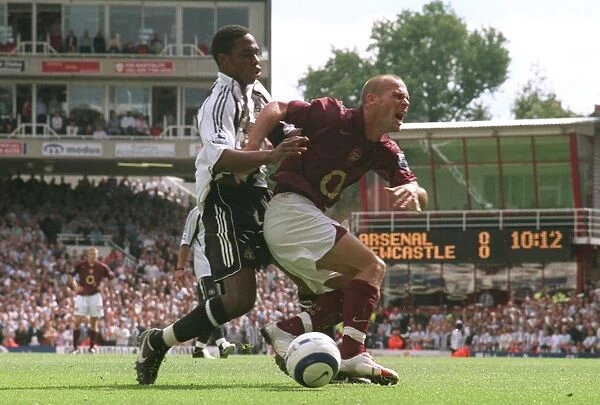 Freddie Ljungberg (Arsenal) is fouled by Charles N Zogbia (Newcastle) in the penalty area
