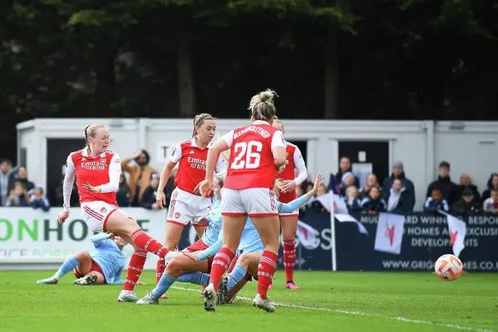 Framed Print : Frida Maanum Scores First Goal for Arsenal Women in FA WSL Showdown Against Manchester City