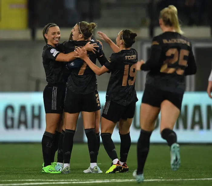 Framed Print : Frida Maanum Scores First Goal: Arsenal Women's UEFA Champions League Victory over FC Zurich