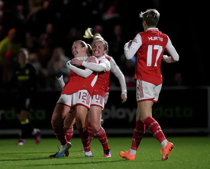 Framed Print : Frida Maanum Scores Second Goal: Arsenal Women's FA WSL Cup Victory over Aston Villa