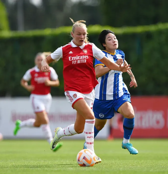 Framed Print : Frida Maanum's Star Performance: Arsenal Women vs Brighton & Hove Albion Women Pre-Season Friendly Framed Print : Frida Maanum's Star Performance: Arsenal Women vs Brighton & Hove Albion Women Pre-Season Friendly