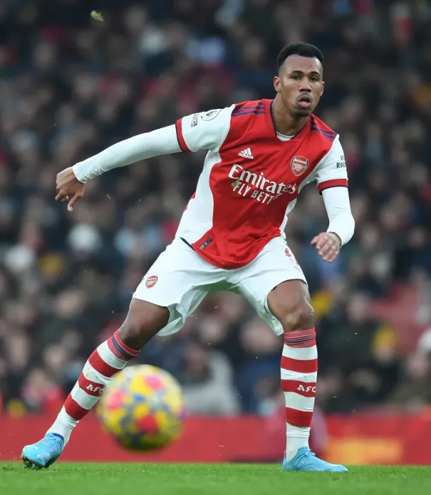 Framed Print : Gabriel in Action: Arsenal vs Burnley, Premier League 2021-22