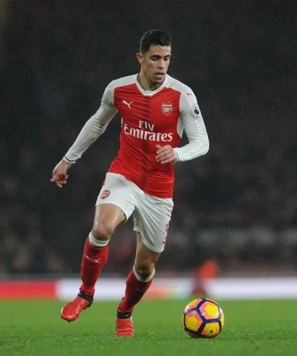 Framed Print : Gabriel in Action: Arsenal vs Stoke City, Premier League 2016-17