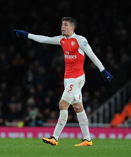 Gabriel in Action: Arsenal vs Swansea City, Premier League 2015-16, Emirates Stadium
