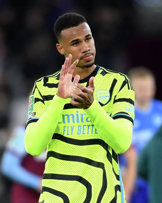 Framed Print : Gabriel of Arsenal Applauds Fans After Carabao Cup Defeat vs West Ham United Framed Print : Gabriel of Arsenal Applauds Fans After Carabao Cup Defeat vs West Ham United
