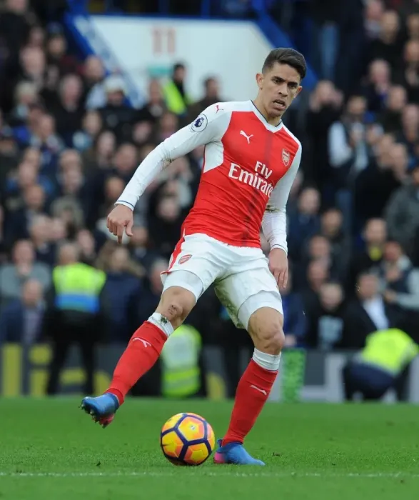 Framed Print : Gabriel (Arsenal). Chelsea 3: 1 Arsenal. Premier League. Stamford Bridge, 4  /  2  /  17. Credit